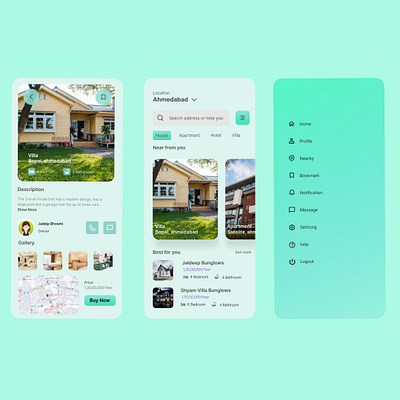 REAL ESTATE APP UI appdesign graphic design mobileui ui uiux