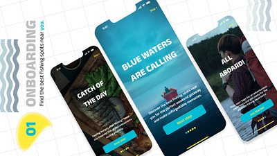 Fishing App Onboarding app design illustration ios mobile ui ux