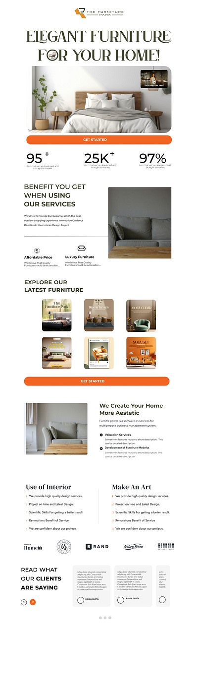 2 Landing Page For The Furniture Park branding design figma graphic design logo typography ui ux