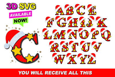 Alphabet 3D SVG Christmas 3d animation graphic design symbol ui