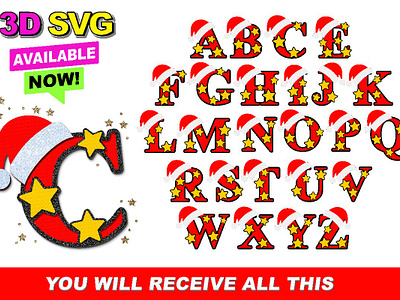 Alphabet 3D SVG Christmas 3d animation graphic design symbol ui