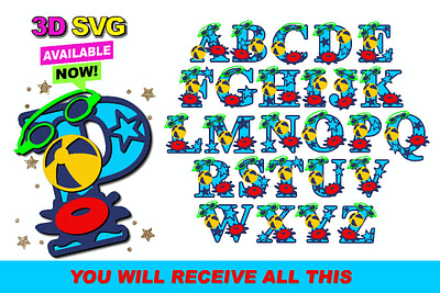 Alphabet 3D SVG Pool party 3d graphic design motion graphics symbol ui
