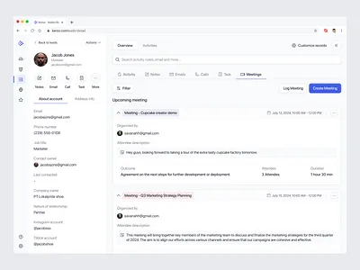 Kerso CRM - Leads Detail activity analytics brand identity branding clean communication crm dashboard design detail leads leads detail marketing meeting minimalist team team work ui ux website