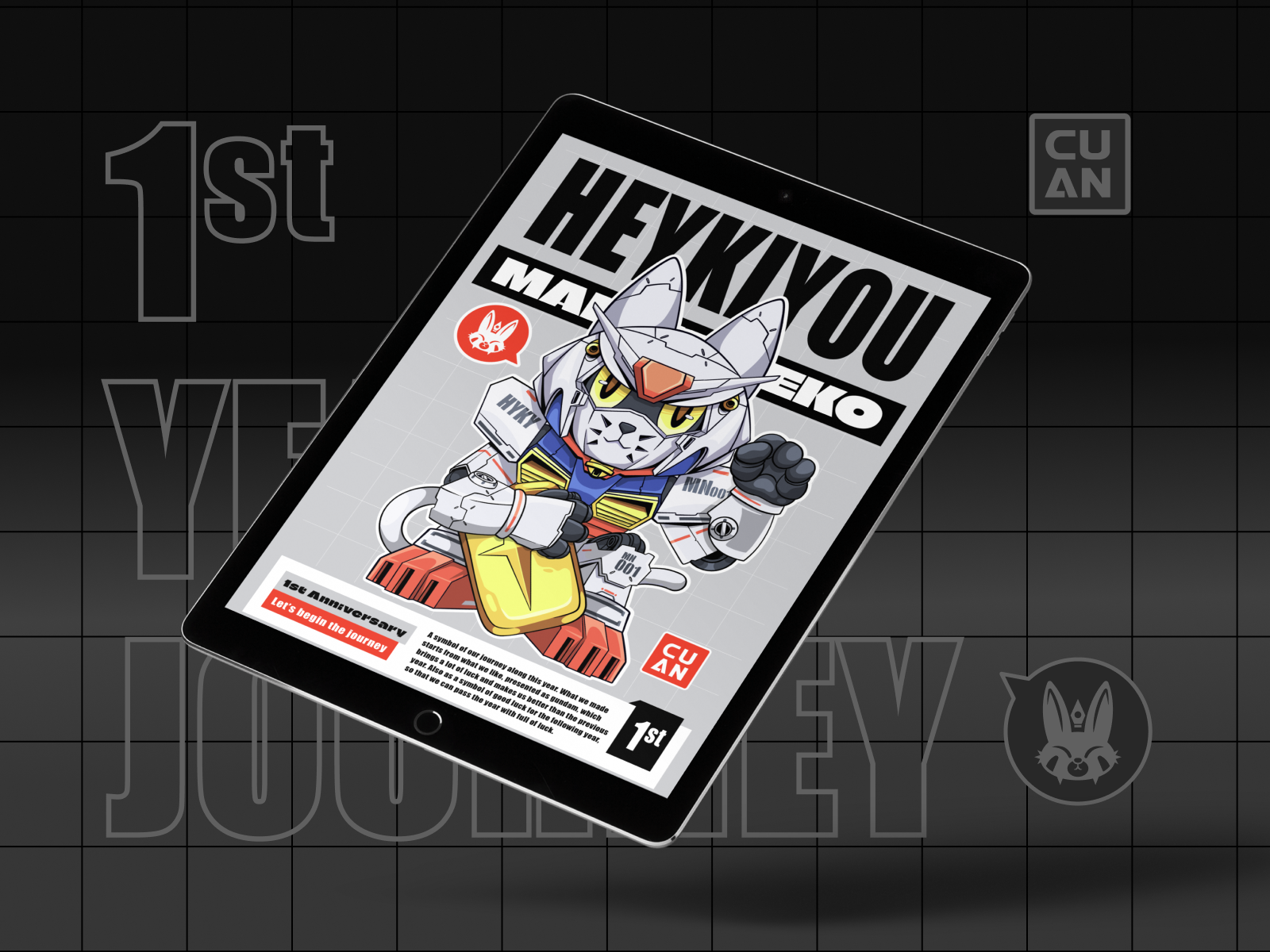 Heykiyou - 1st Year Journey adobe illustrator branding cartoon character design flat illustration graphic design graphic work illustration mascot poster vector