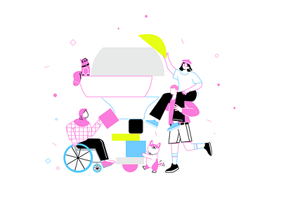 Generating ideas blocks cat character design dog idea illustration lego light team vector work