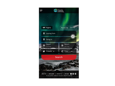 Travel Home page Mobile Screen graphic design ui