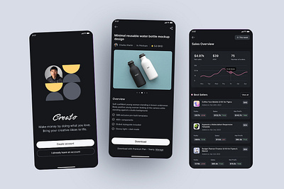 Creato Marketplace UI app design dark ui marketplace product design ui