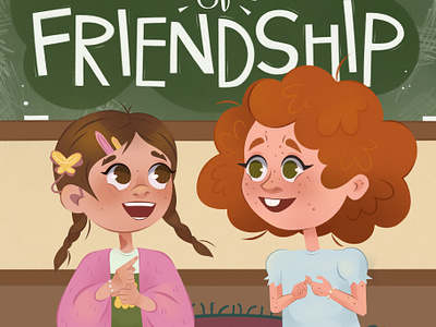 Signs of Friendship. Cover book book book cover calligraphy character design children book children illustration deaf deaf children girl girls art graphic design illustration kid illustration kid lit kid literature lettering people illustration picture book school sign language