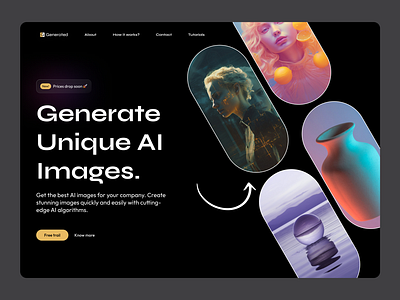 Generated - An AI image generator 3d ai ai images animation branding graphic design hero herosection home images landing landing page landingpage logo motion graphics navigation text ui ux