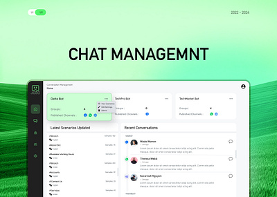Chatbot Management bot branding card chat chatbot creative design home inspiration inspire interface landing management portal ui ui design uidesign user interface web webapp