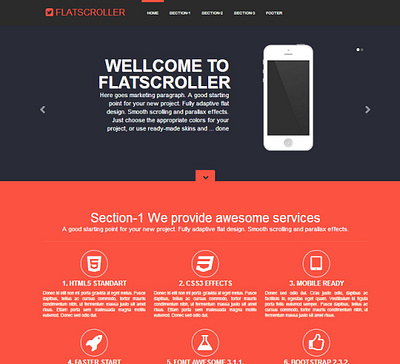 FlatScroller Bootstrap flat landing color flat landing page parallax responsive scroll