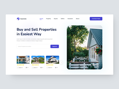 SkyEstate Landing Page Design - Clean and Modern Real Estate UI apartment broker building house landing page landing page ui property real estate real estate agency real estate website real estate website design realestate rent website design website ui