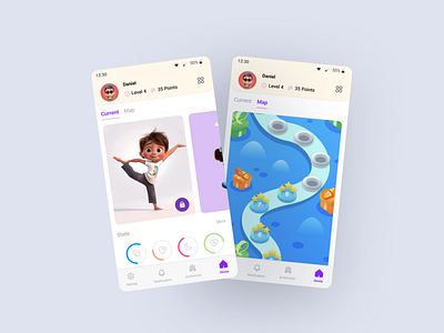 Playful Yoga App for Kids appdesign childrensapp designinspiration gamedesign healthapp interactivedesign kidsapp mindfulness mobileapp uiux yogaapp yogaforkids