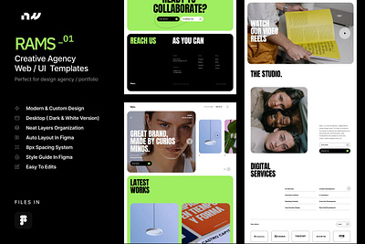 RAMS - Creative Agency Web UI Kit agency ui kit auto layout big typography clean web creative web deck design modern ui modern web multipurpose web studio agency ui kit ui ux