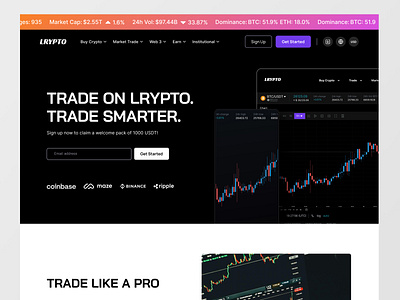 Crypto trading platform- website design animation crypto dashboard crypto web cryptocurrency design home page design landing page motion graphics product design token top web page top website ui website landing page