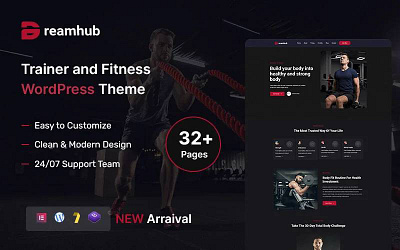 DreamHub – Personal Trainer and Fitness WordPress Theme bodybuilding business coach coching company courses creative fitnes fitness gym health personal portfolio services training