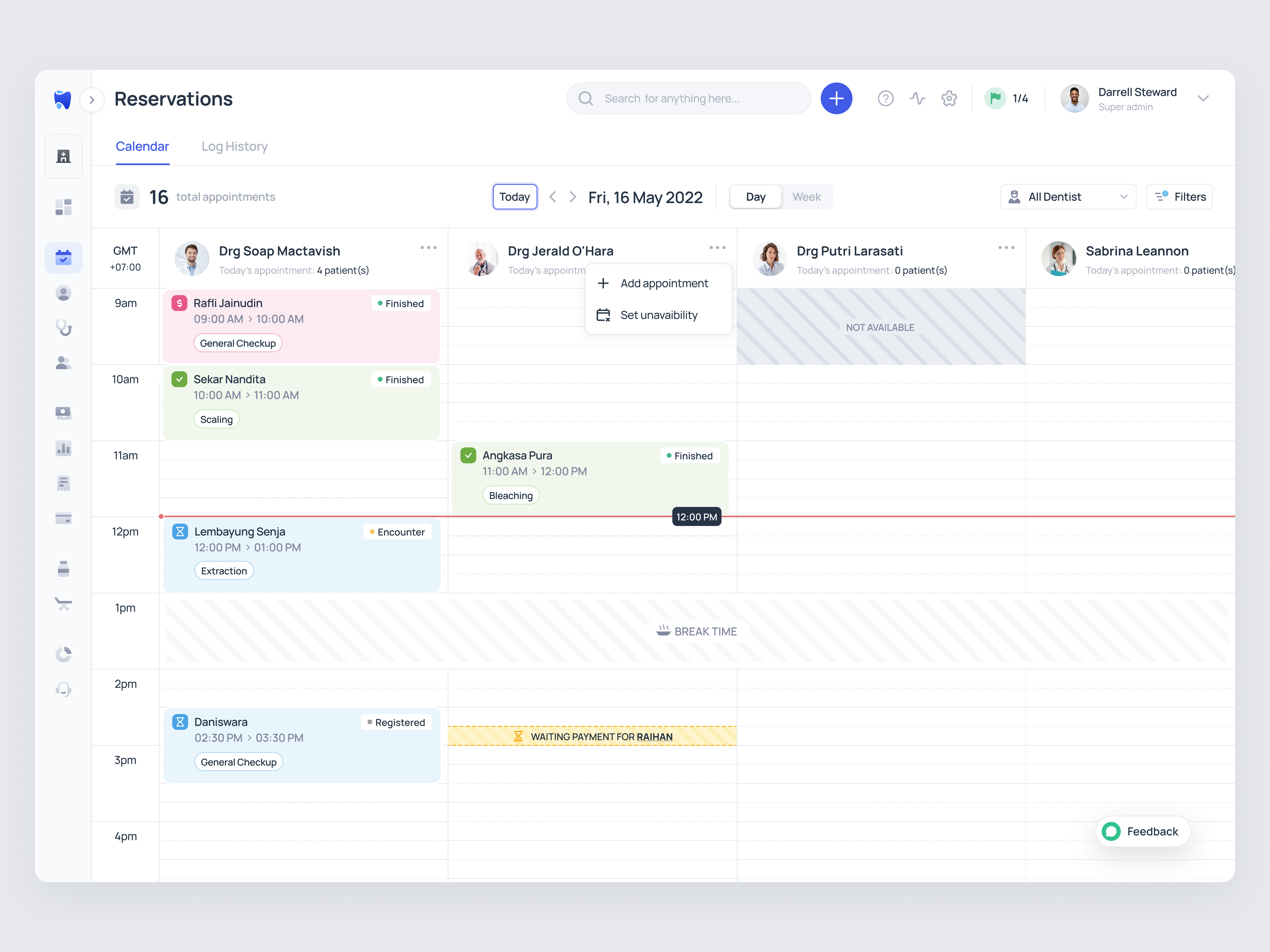 Zendenta - Calendar Reservations for a SaaS Dental Clinic calendar clinic dental dentist ehr emr hospital management patient product design reservations saas saas dental saas design ui ux web app web design