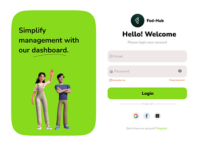 Login Page for Fed-Hub 3d animation branding graphic design logo motion graphics ui