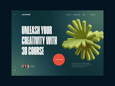 Learn 3D Course Concept design figma ui