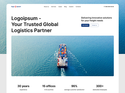 Hero block for logistics company website airfreight cargo shipping container delivery landing page logistics logistics support transportation web design