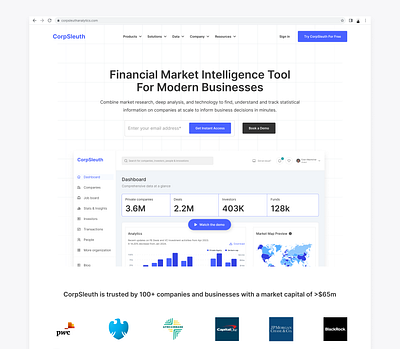 Homepage - Financial market intelligence tool. data enterprise landingpage marketingwebsite product productdesign software ui uidesign ux webdesign