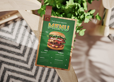 Vertical menu template for an organic rustic flat restaurant menu design