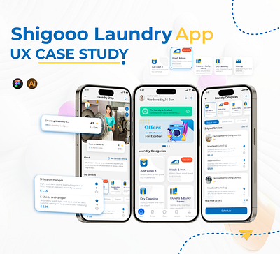 Shigooo Laundry App UX Case Study casestudy designing figma graphic design laundryapp trending ui uiuxdesigning uxdesigning