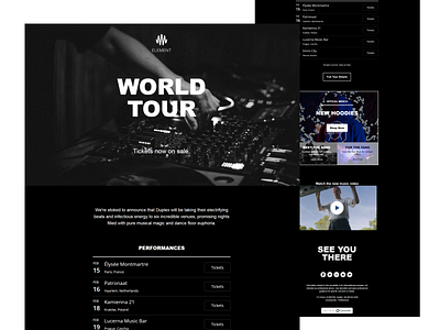 Tour Dates Email Design black design email design ui design web design white