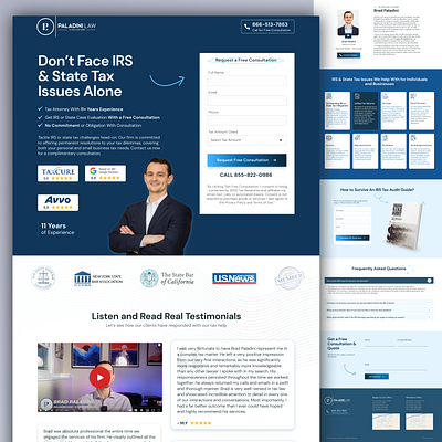 Law firm Website Design blue theme business landing page business website figma landing page design landing page designer landing page development law firm professional website tax firm webdesign website design