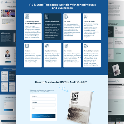 Law firm Website Design blue theme business landing page business website figma landing page design landing page designer landing page development law firm professional website tax firm webdesign website design