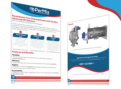 Small single paper front-back flyer ad advert advertisement brand identity branding cip cleaning company drugs front and back leaflet mixer pharma pharmaceuticals solutions