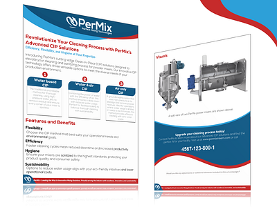 Small single paper front-back flyer ad advert advertisement brand identity branding cip cleaning company drugs front and back leaflet mixer pharma pharmaceuticals solutions