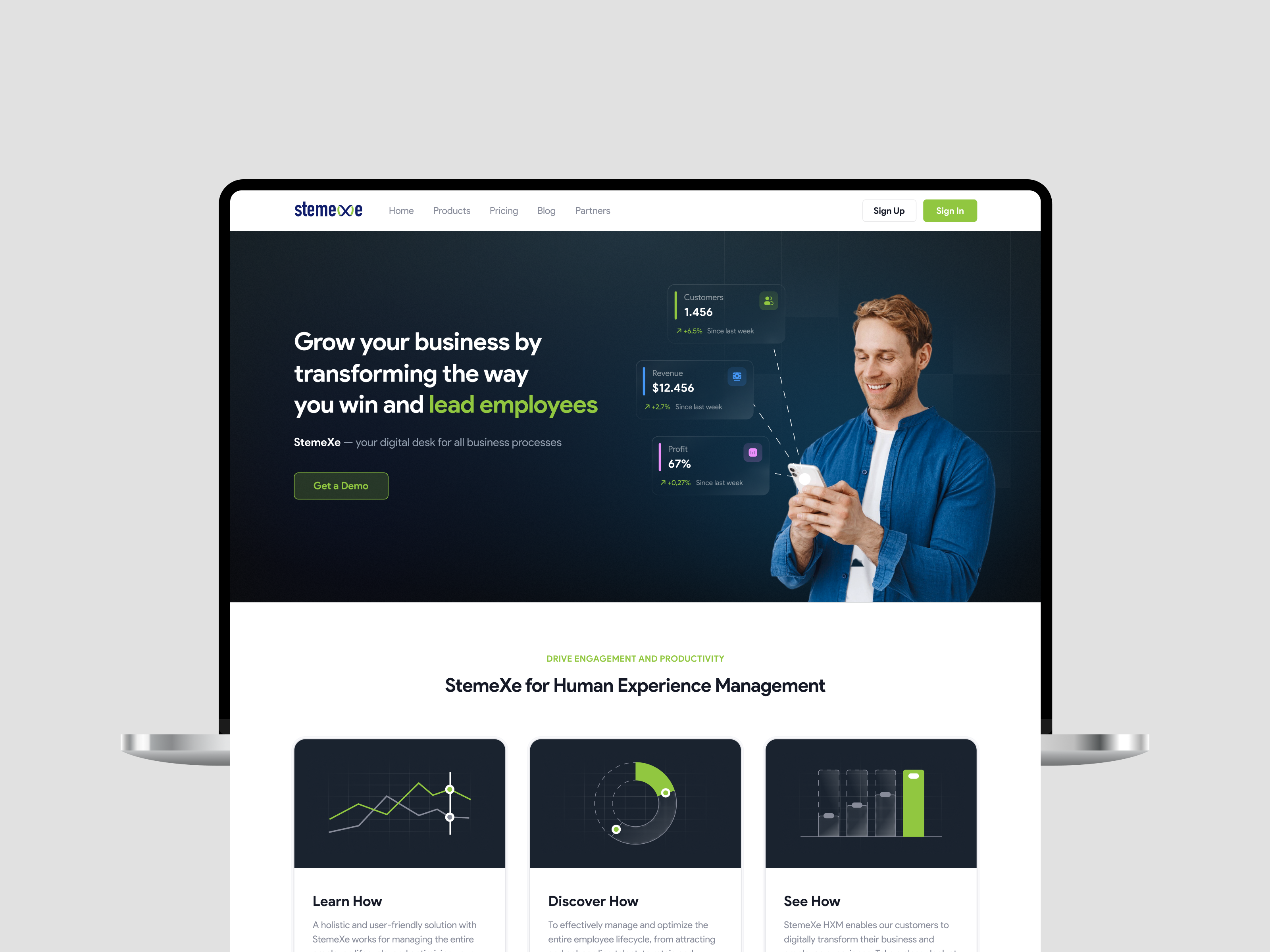 StemeXe: Landing page design brand identity branding cards design graphic design illustration landing leads logo mobile product responsive section ui ui design ux web website