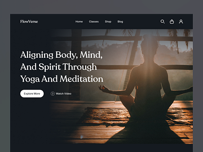 Flowverse Online Yoga Courses - WebDesign app branding design e learning fitness graphic design health illustration logo online courses online learning saas typography ui ux vector yoga