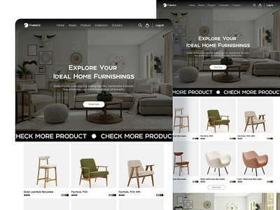 FurnCo - Interior Furniture Company Landing Page Website app branding design e commerce furniture graphic design illustration landing page logo typography ui ux vector