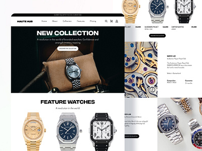 Hautehub Watch E-commerce - Web Design app branding design graphic design illustration logo typography ui ux vector watch watch store