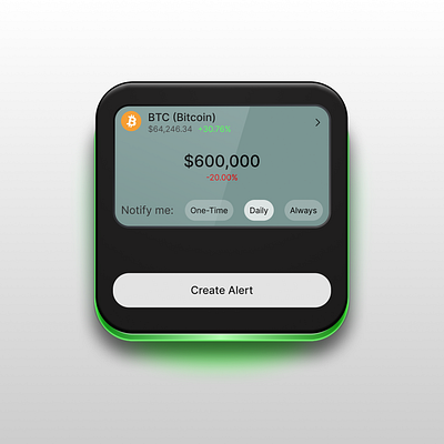 Price Alert Screen app btc crypto design figma notify ui ux watch website