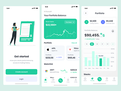 Investment💸Stock Market Mobile App animation branding landing page design logo mobile app design ui uiux ux website design