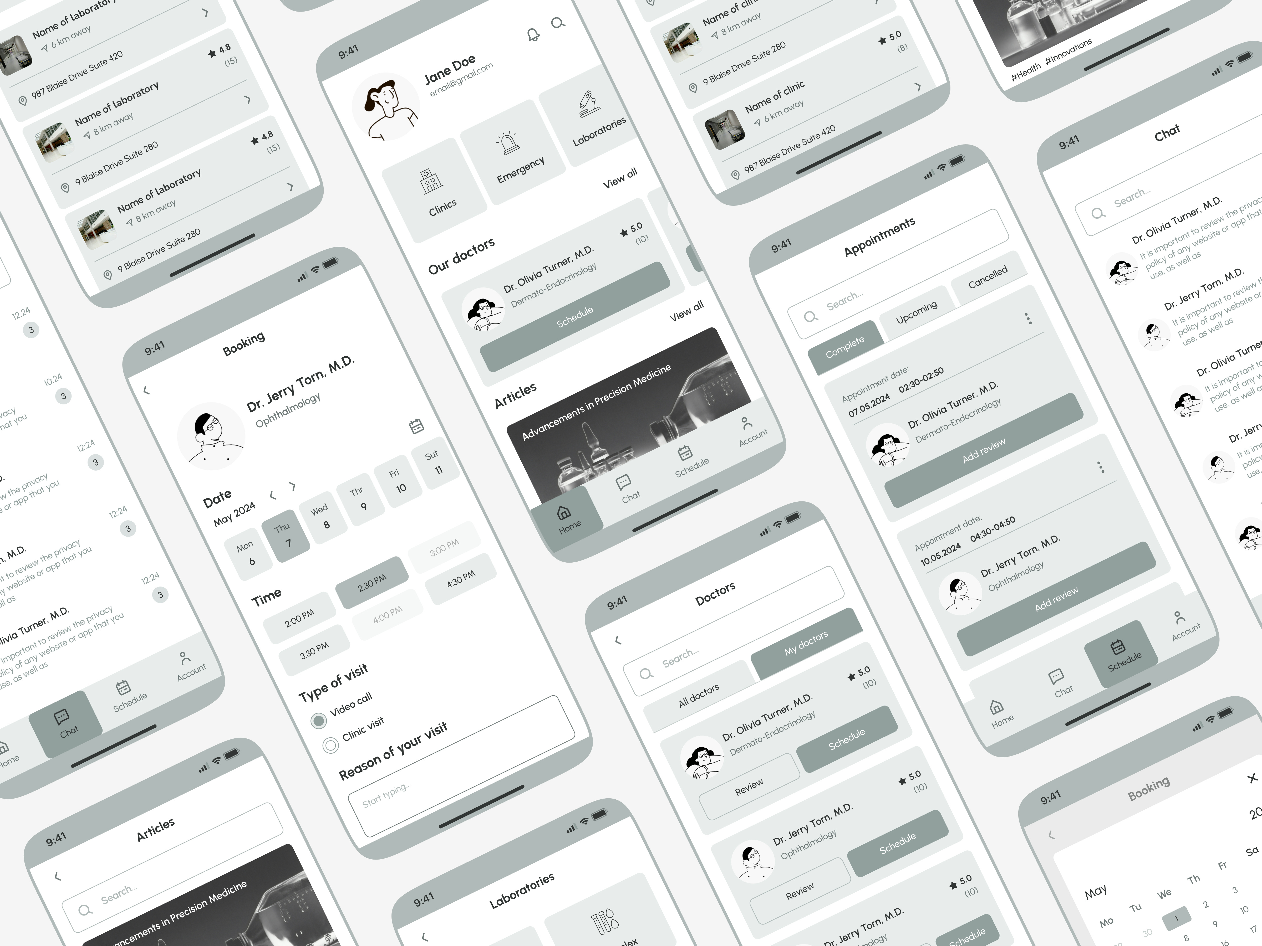Healthcare Mobile App | Hi-Fi wireframes design figma mobile ux