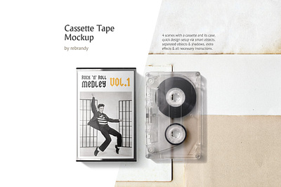 Cassette Tape Mockup blank box case casette casset cassete cassette cassette tape clear isolated listen mock up mockup music old packaging record retro stereo tape
