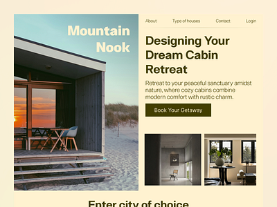 Mountain Nook Cabin Rental - Landing Page airbnb app branding cabin design graphic design illustration logo rental typography ui ux vector