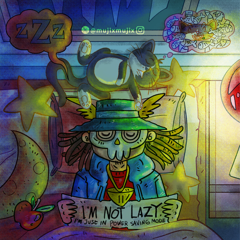Not Lazy artwork characterdesign comic illustration mujix nft tezos