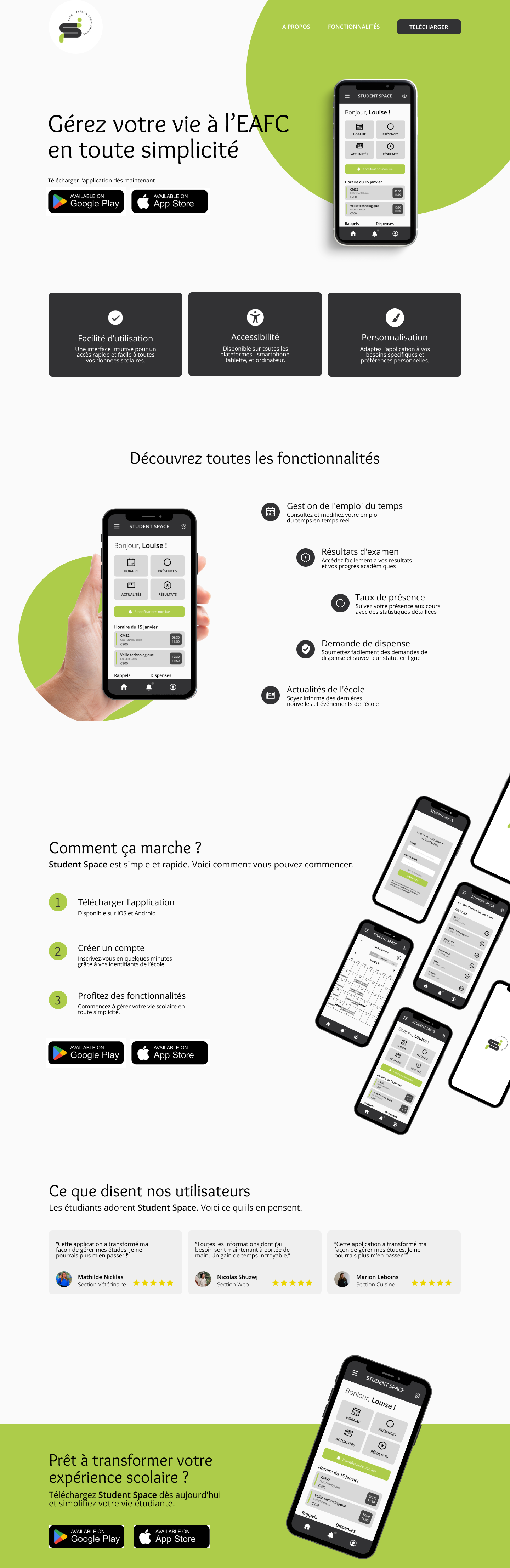 Landing Page - Application école application branding graphic design landingpage ui ux