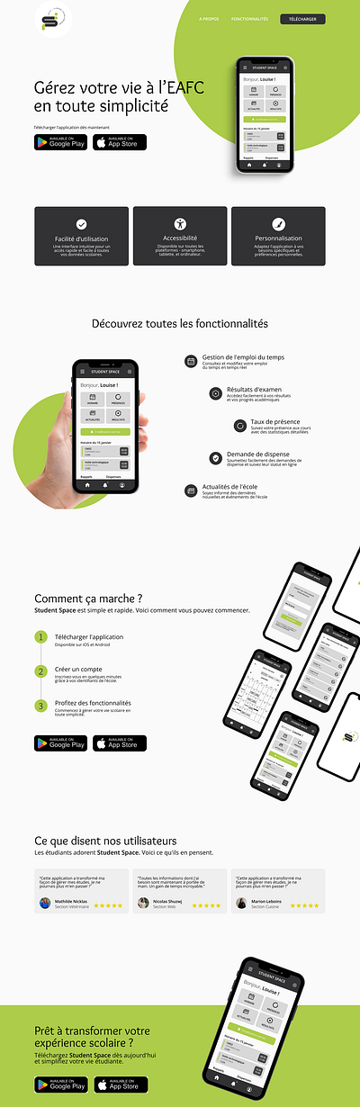 Landing Page - Application école application branding graphic design landingpage ui ux