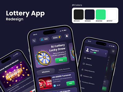 Lottery App Redesign Work - UI Revamp amazing banner branding casino figma gambling app graphic design lottery lottery app new noteworthy online casino poppins redesign trending ui ui redesign ux visual design