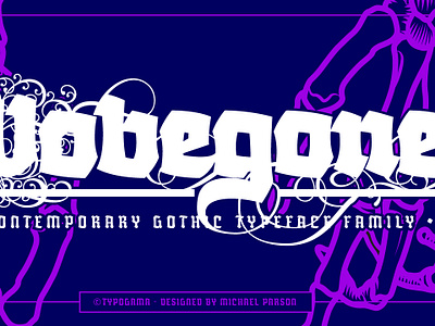 Wobegone typeface blackletter display font gothic graphic design opentype swash typedesign typography