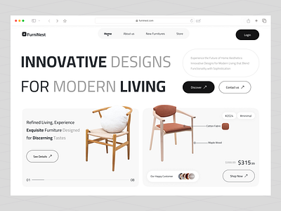 Furniture Landing Page bento design chair clean design e commerce ecommerce design furniture landing page minimal online store product design shop sofa sofa decoration store trend ui uiux ux web design