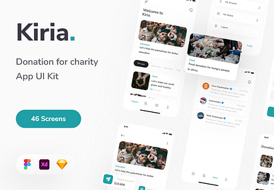 Kiria - Donation App UI KIT application template donation mobile app ui design ui kit ui template ui ux