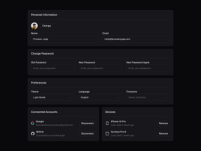 Profile Settings ⚙️ design minimal profile saas settings ui web design