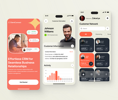 ClientConnect - CRM design concept crm crm system design figma design interface mobile app design mobileapp product design ui ui design uiux uiux design ux ux design